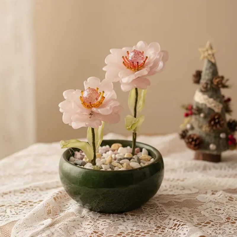 Personalized Purple Elegant Bloom Serenity Home Tabletop Decorative Gift for Loved Ones Crystal Rose Flower Ornament Mother's Day Gift