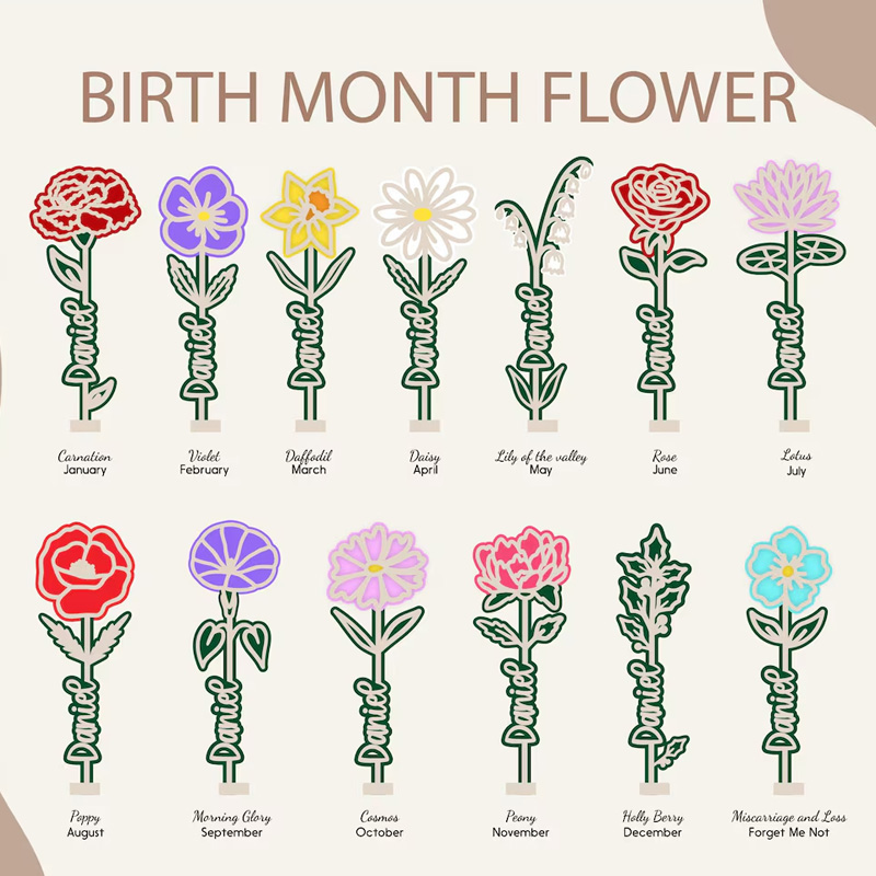 Personalized Custom Name Gift for Mom Kids Room Decoration Unique Handmade Art Piece Wooden Flower Stand For Table Decor