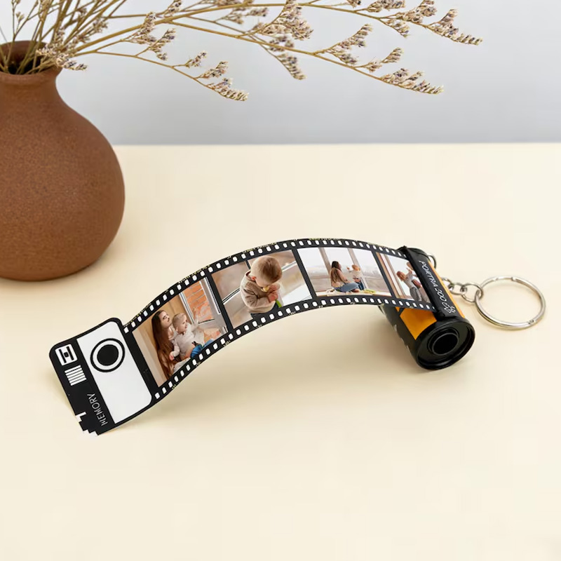 Personalized Custom Memory Gift For Family Anniversary Unique Retro Style Photos Keychain Film Roll Mother's Day Gift