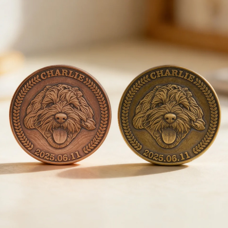 Personalized Pet Photo Memorial Coin with Name and Date Birthday Memorial Day Gift for Pet Owner Friend