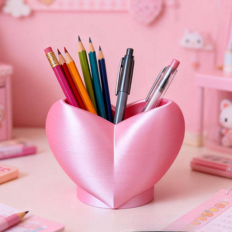 Cute Heart Pen Holder Storage Makeup Brush Holder Birthday Gift for Kids Kids Room Decor