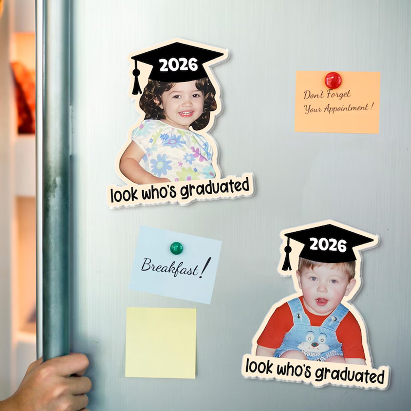 Personalized Look Who's Graduated Acrylic Magnet Custom Photo Senior Fridge Magnet Graduation Gifts Graduated Photo Acrylic Kitchen Decor