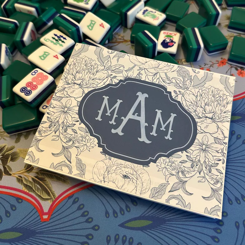 Personalized Name Floral Pattern Gift Custom Player Accessory Table Game Organizer Mahjong Tri Fold Card Holder