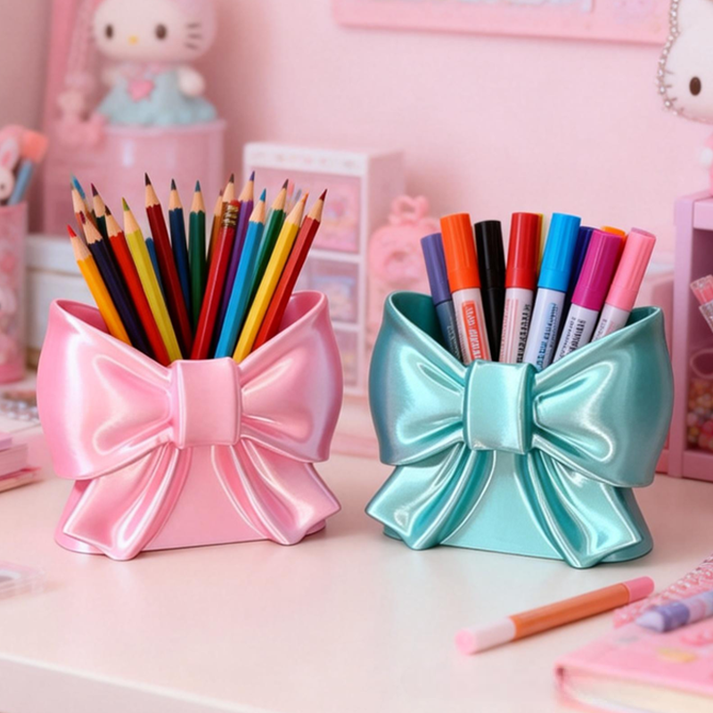 Cute Bow Pen Holder Storage Makeup Brush Holder Birthday Gift for Kids Kids Room Decor
