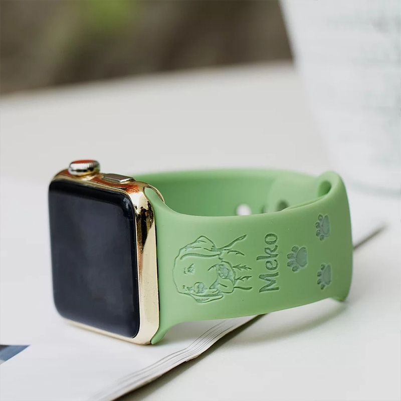 Personalized Engraved Pet Print Watch Band with Pet Name Gift for Dog Lovers Apple Watch Strap Pet Mom Gift
