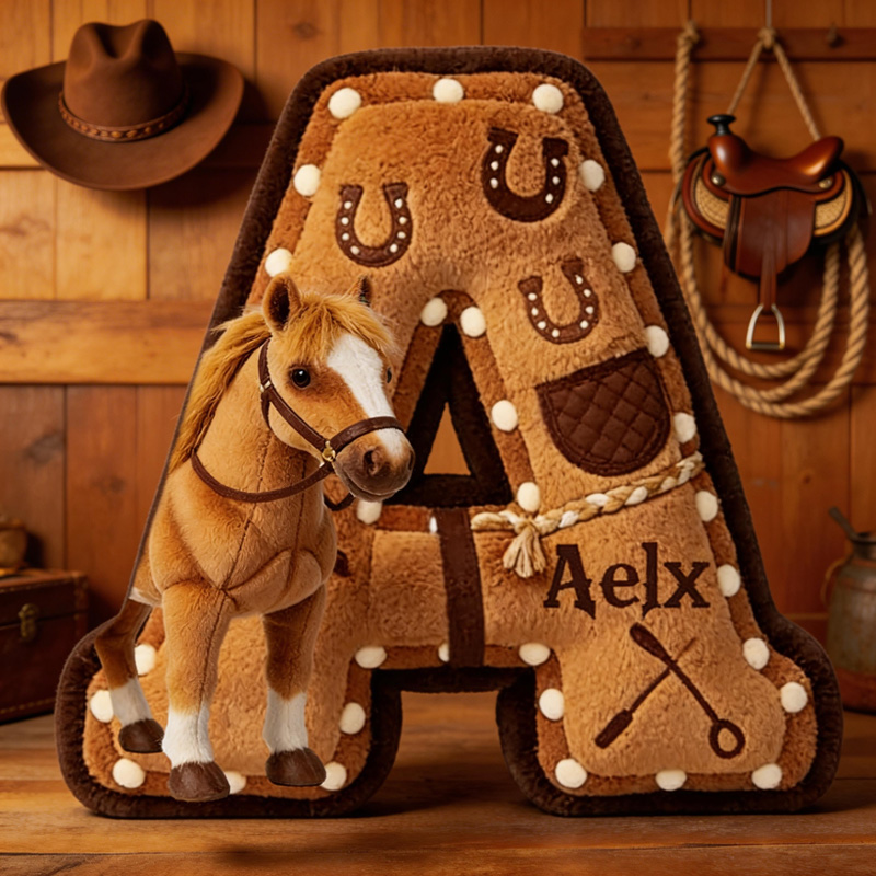Personalized Western Cowboy Horse Riding Custom Name Gift for Kids Nursery Bedroom Decoration 3D Print Pillow