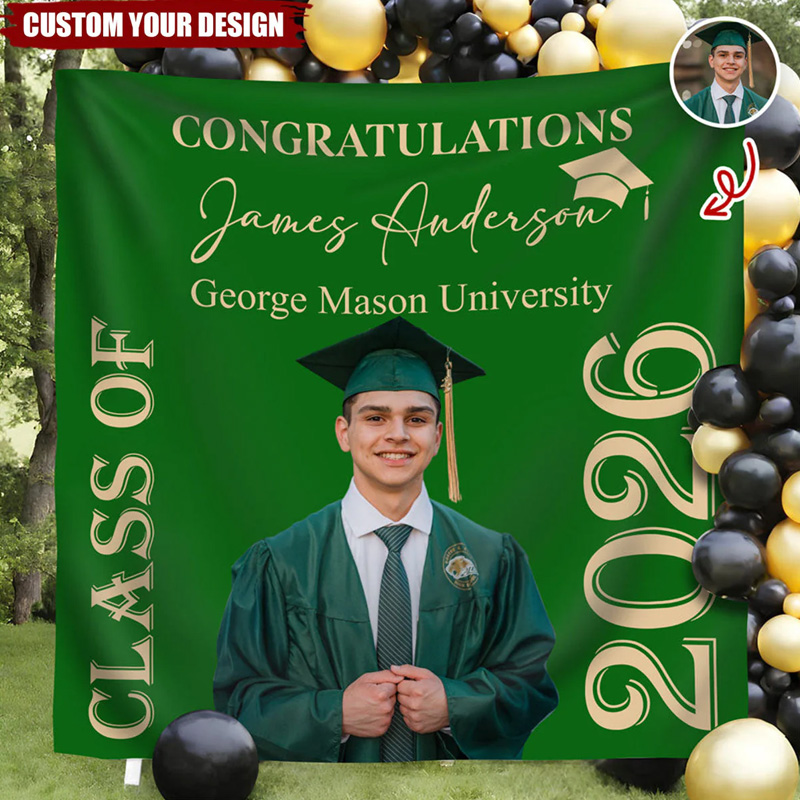 Personalized Photo Congratulations Class Of 2026 Backdrop For Graduation's Day