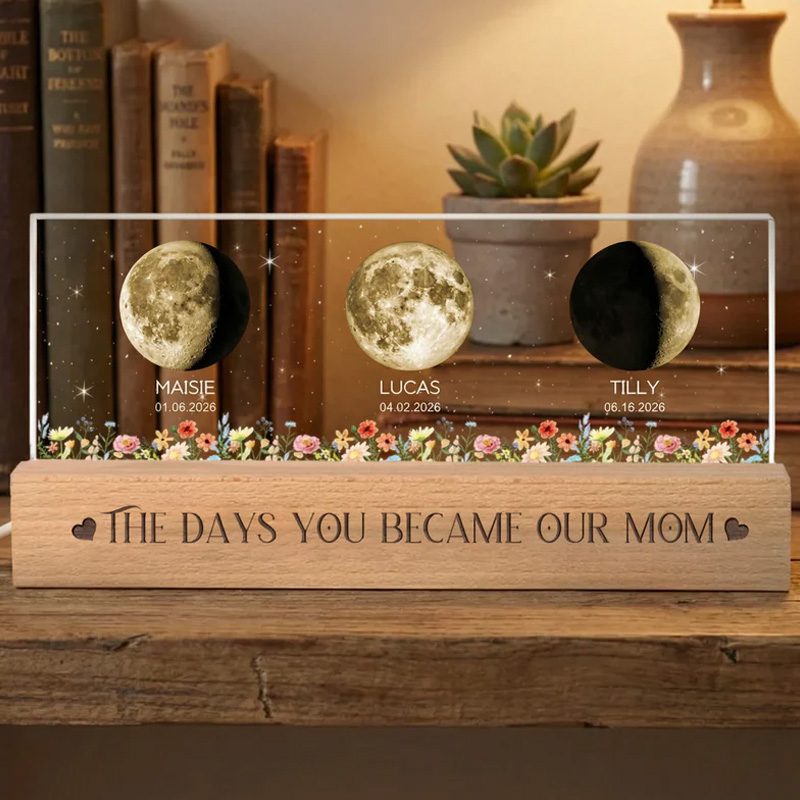 Personalized Moon Phase Lamp Personalized Night Light & Date Keepsake Gift for Mom
