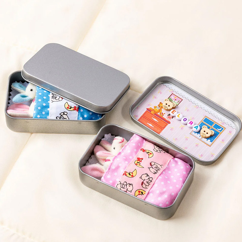 Personalized Cute Mom and Baby Plush Bunny Mini Pocket Tin Box with Colorful Name Comfort Toy Easter Birthday Gift for Kids