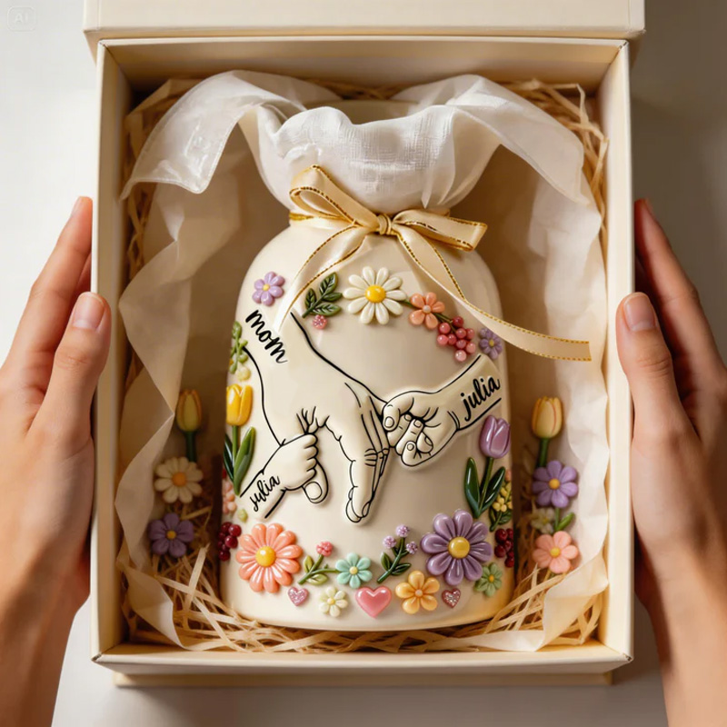 Personalized Mother Gift Ceramic Floral Decor Home Decoration Rustic Country Style Centerpiece Flower Vase Mother's Day Gift