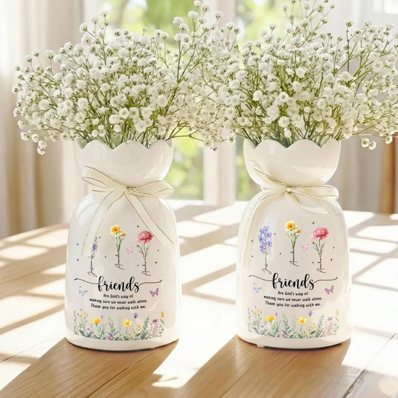 Personalized Best Friends Flower Vase Besties Birth Month Ceramic Flower Vase Soul Sisters Gift BFF Friendship Decor Gifts