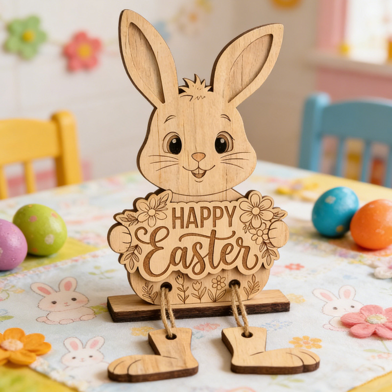 Personalized Wooden Happy Easter Bunny Holiday Gift For Kids Home Decor Spring Decoration Ornament Easter bunny shelf