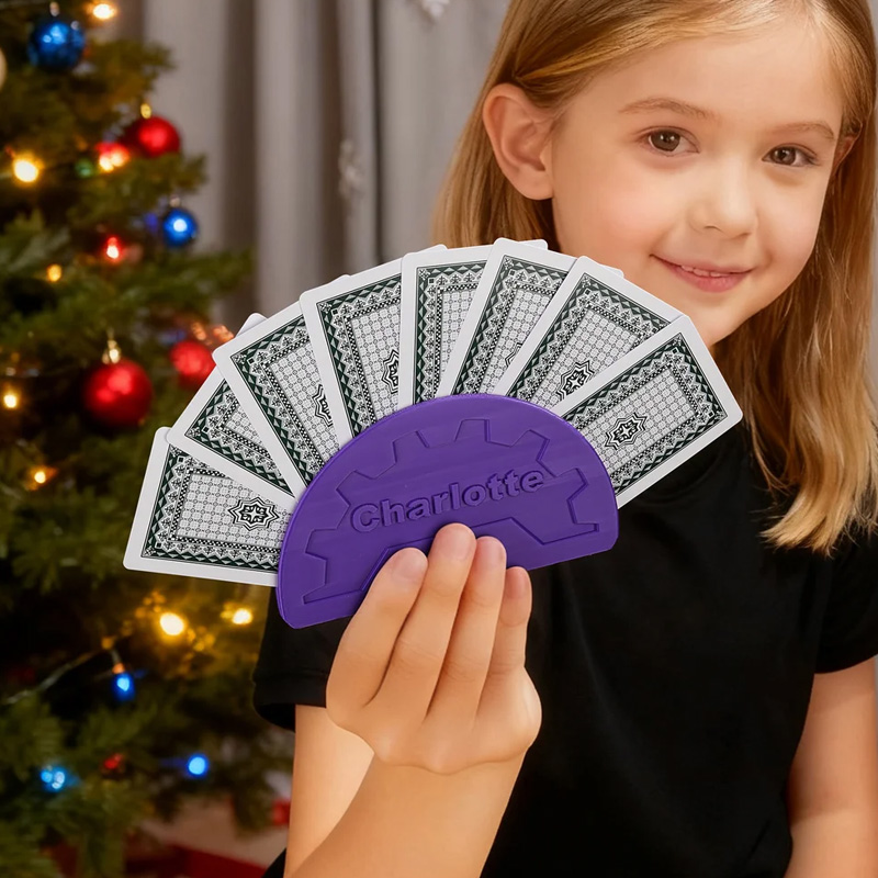 Personalized 3D Printed Convenient Multicolor Small Hands Card Holder with Name Family Game Birthday Gift for Children Card Lovers