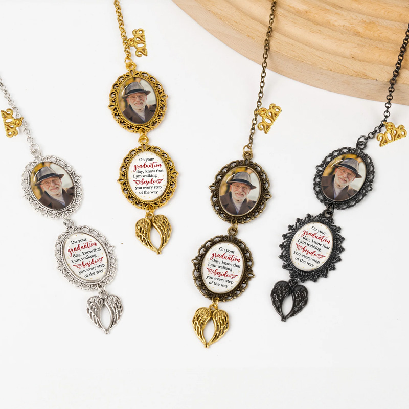 Personalized Graduation Tassel Photo Charm Graduation Walking Beside You Every Step 