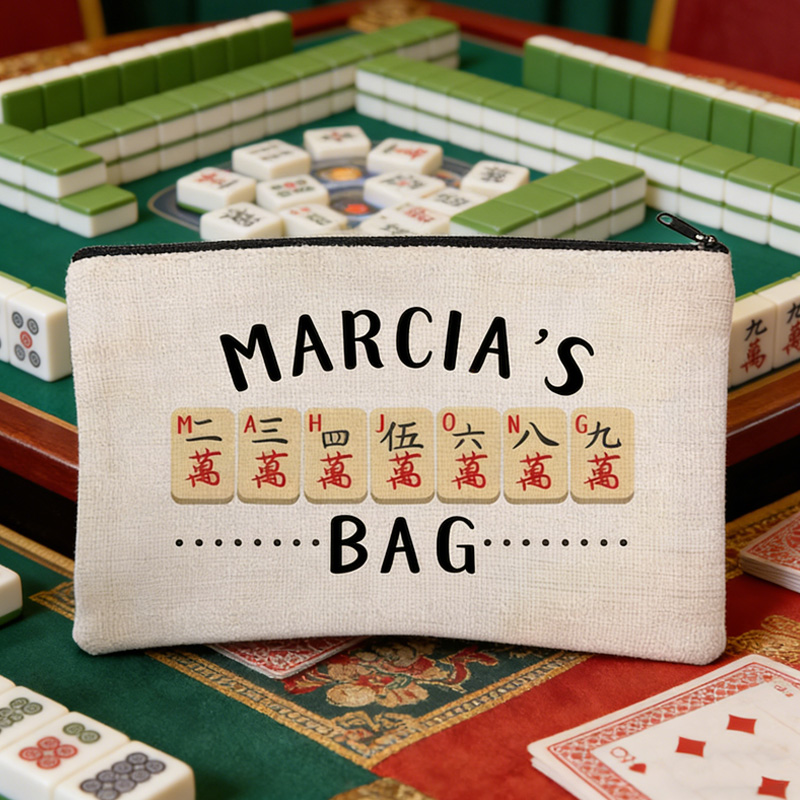 Gift Funny Red Character Tiles Storage Organizer Pouch for Game Lovers Mahjong Tile Bag
