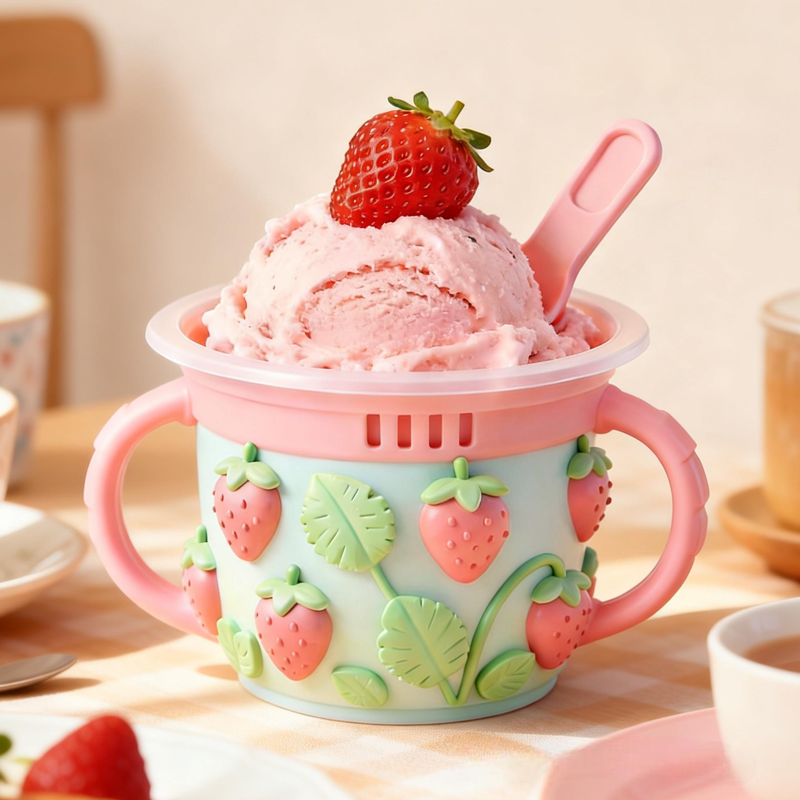 Cute Pink Strawberry Ice Cream Pint Holder 3D Printed Cozy Birthday Gifts for Kids