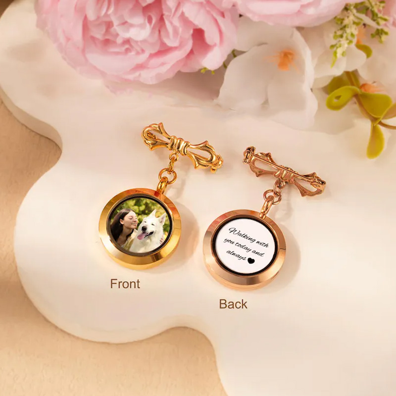 Personalized Bridal Gift Memory Keepsake Photo Pendant Decoration for Bride Something Blue Accessory Wedding Bouquet Charm Custom Photos