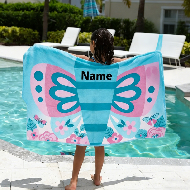Personalized Colorful Ocean Underwater Adventure Soft Absorbent Kids Bath Pool Swim Cover Up Fun Hooded Beach Towels