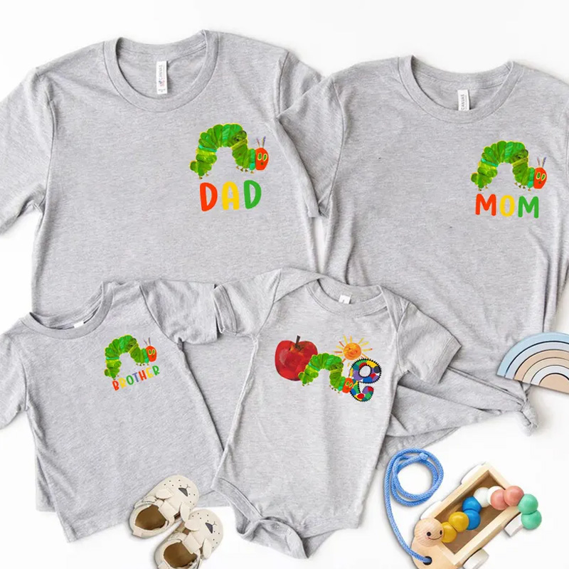 Personalized Cute Name Print Colorful Funny Outfit Custom Text Cotton T Shirt Set Parent Child Outfit Personalized Family Matching