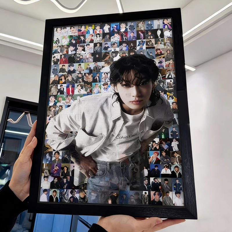  Kpop Collage Unique Wall Art Puzzle Handmade Creative Gift Home Decoration Aesthetic Puzzle with Picture Frame