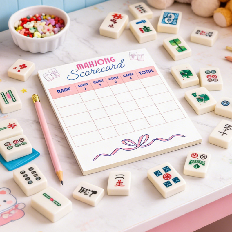 Cute Pastel Style Game Tracker Personalized Stationery Fun Gift for Players Party Supplies Mahjong Scorebook Notepad