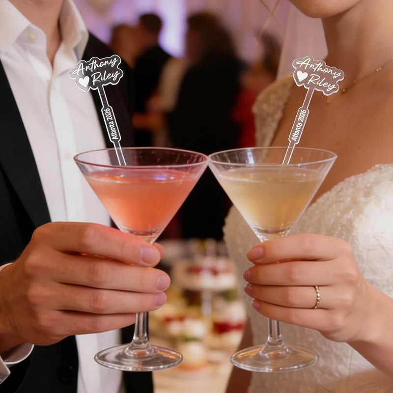Personalized Multicolor Acrylic Drink Stirrers with Text Set of 10 Bar Decor Wedding Birthday Cocktail Party Gift for Bartenders Newlyweds