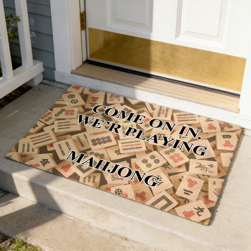 Funny Come On In Mahjong Tile Print Welcome Entryway Non Slip Durable Game Lover Gift House Decor Mahjong Outdoor Mat