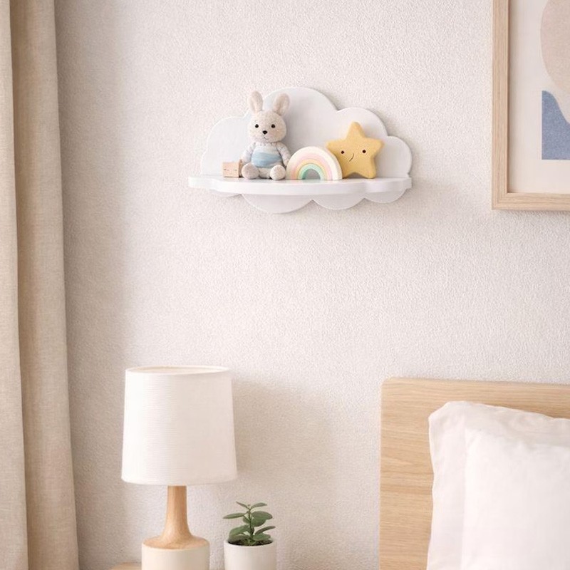 Adorable Cloud Shaped Wall Mounted Shelves Creative 3D Printed Nursery Organizer Perfect for Kids Room Toy Display and Home Decor