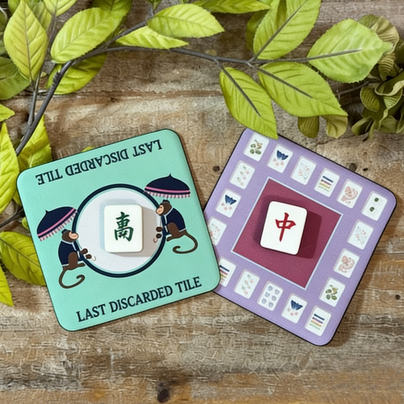 Colorful Last Discarded Tile Mahjong Table Game Night Decorative Drink Holder Gift Set Mahjong Coaster