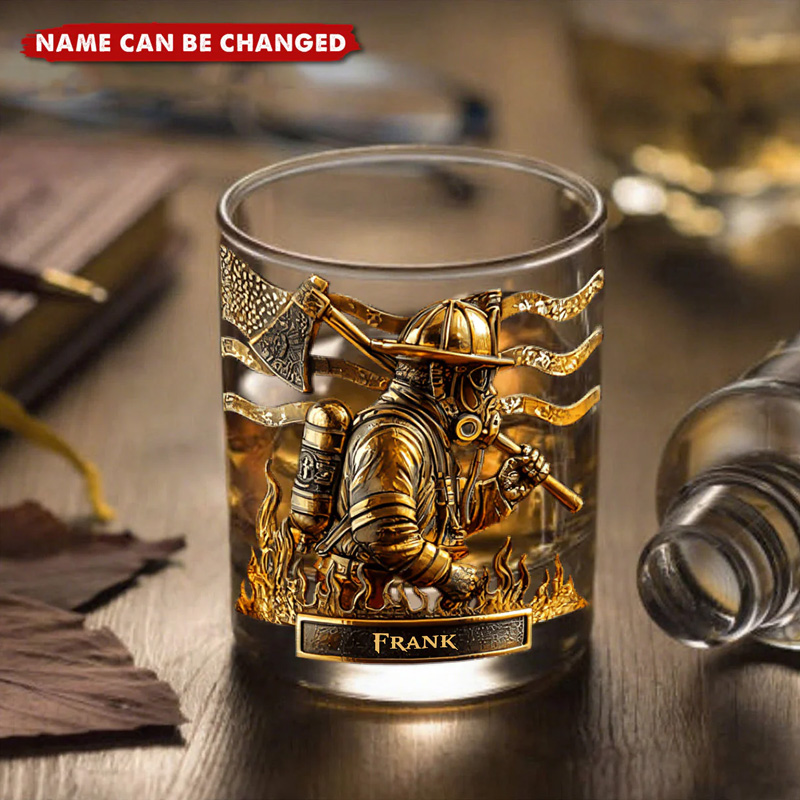 Personalized Firefighter Whiskey Glass Proud Firefighter