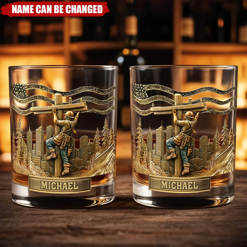Personalized Lineman Whiskey Glass Lineman Legacy Glass