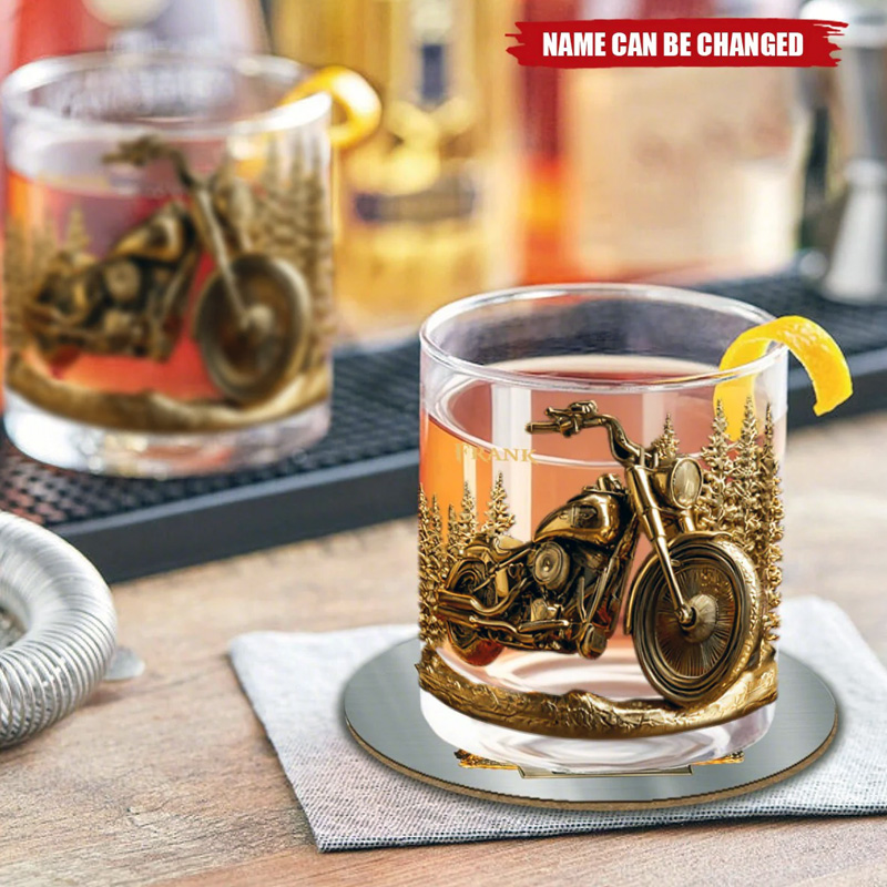 Personalized Biker Whiskey Glass Never Underestimate An Old Man With His Motorcycle
