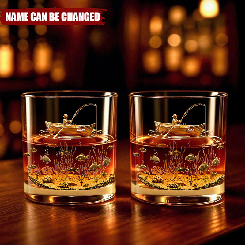 Personalized Whiskey Glass Gifts For Fishing Lovers Fishing Man 