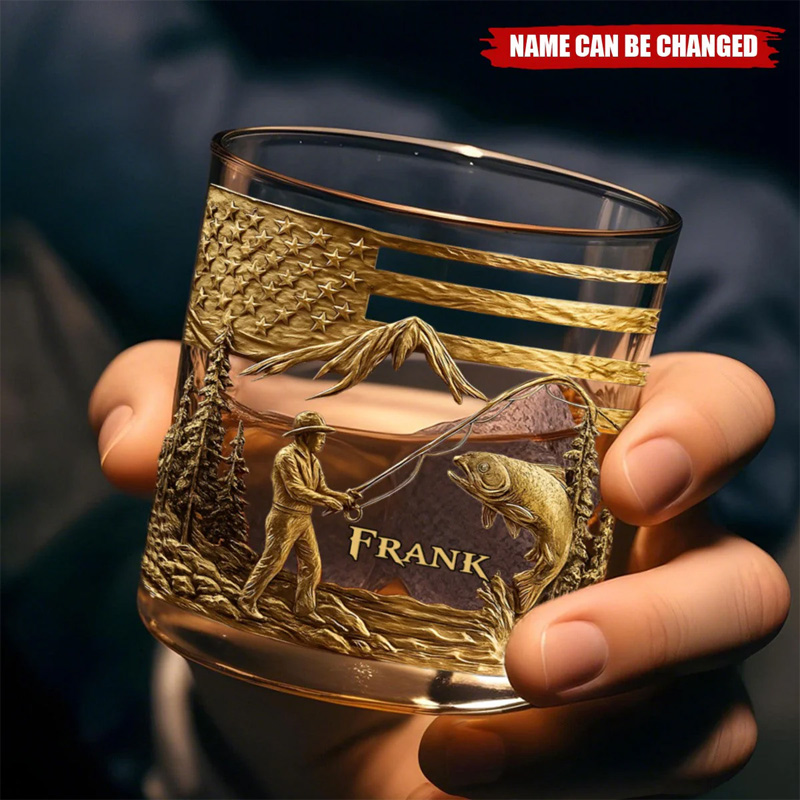 Personalized Fishing Whiskey Glass Fishing For Life 