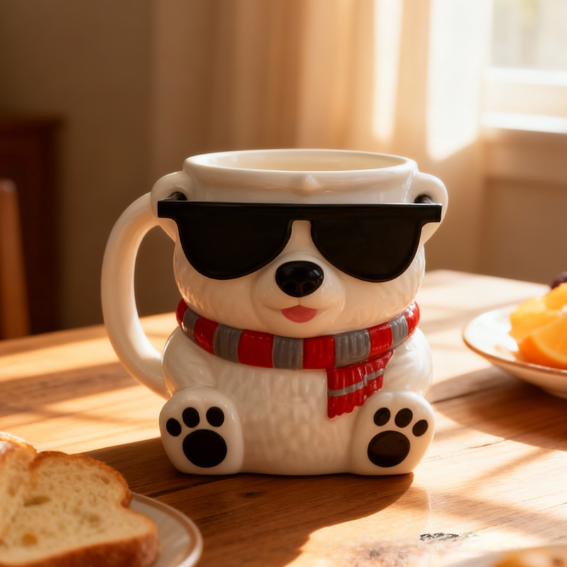 Cute Junior Mint Polar Bear Ice Cream Pint Holder 3D Printed with 2 Spoon Slots Cozy Birthday Gifts for Kids
