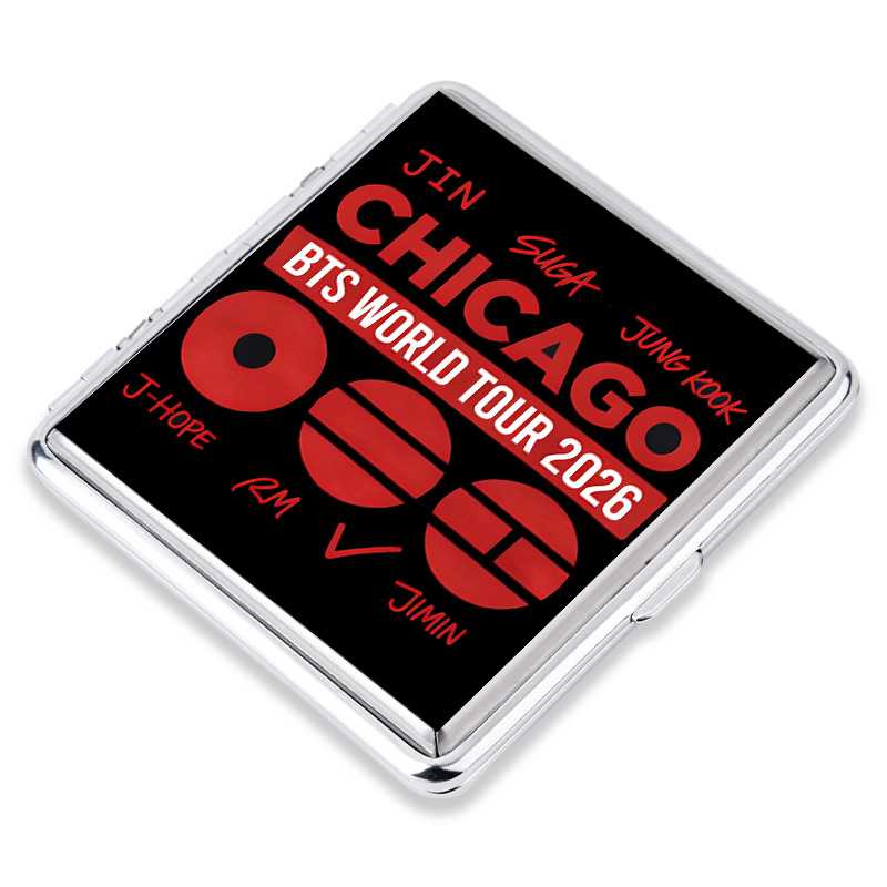 Personalized City K-Pop World Tour 2026 Kpop Inspired Red Lettering Art Collectible Metal Fan Gift Cigarette Case