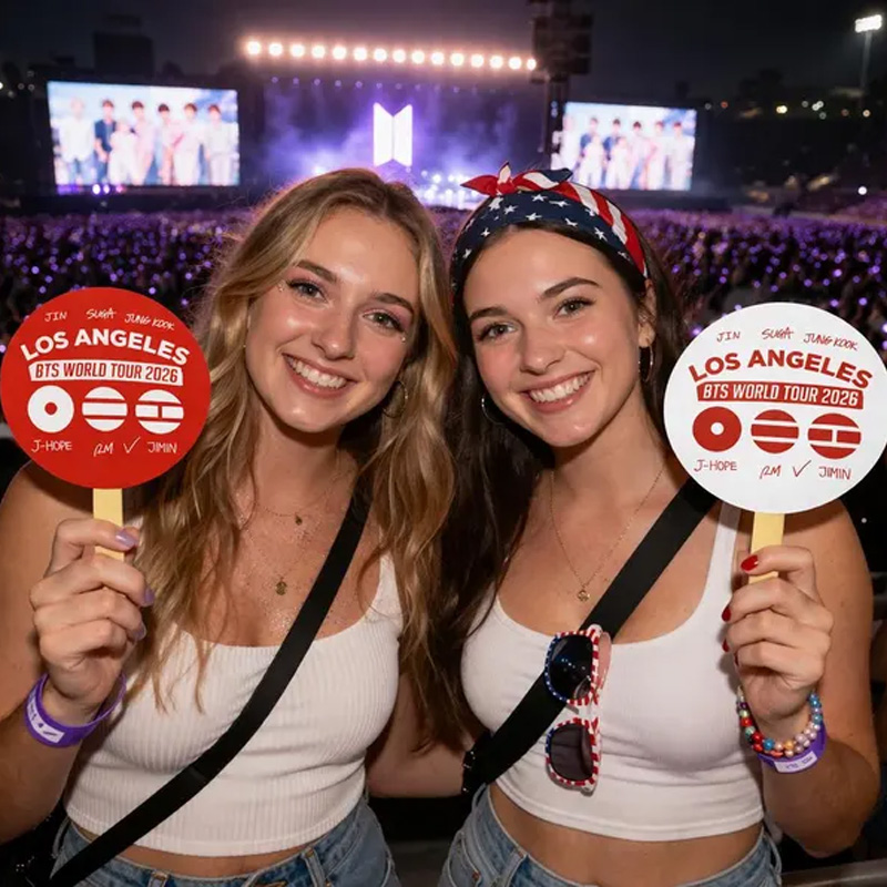 Personalized K-pop Inspired World Tour 2026 Custom City Name Concert Souvenir Round Handheld Decorative Fan