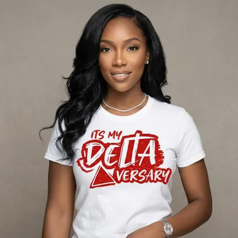 Its My Delta Anniversary Red Shirt Bold Graphic Greek Letter Style Apparel Celebration Tee