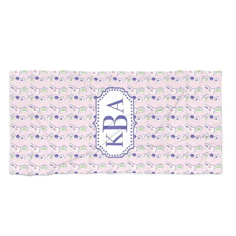 Pastel Majhong Pattern with Purple Green Accents Elegant Summer Coastal Vibe Relaxing Soft Mahjong Beach Towel