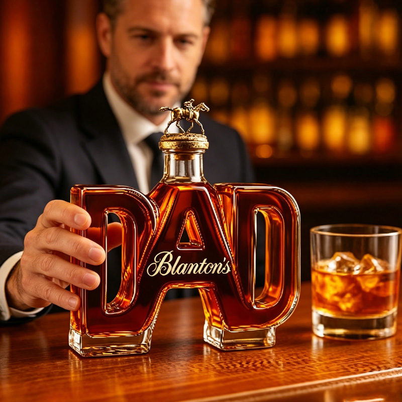 Personalized Bold Dad Letter Shape Whiskey Bottle Unique Gift for Father Elegant Bar Display Collectible Decanter