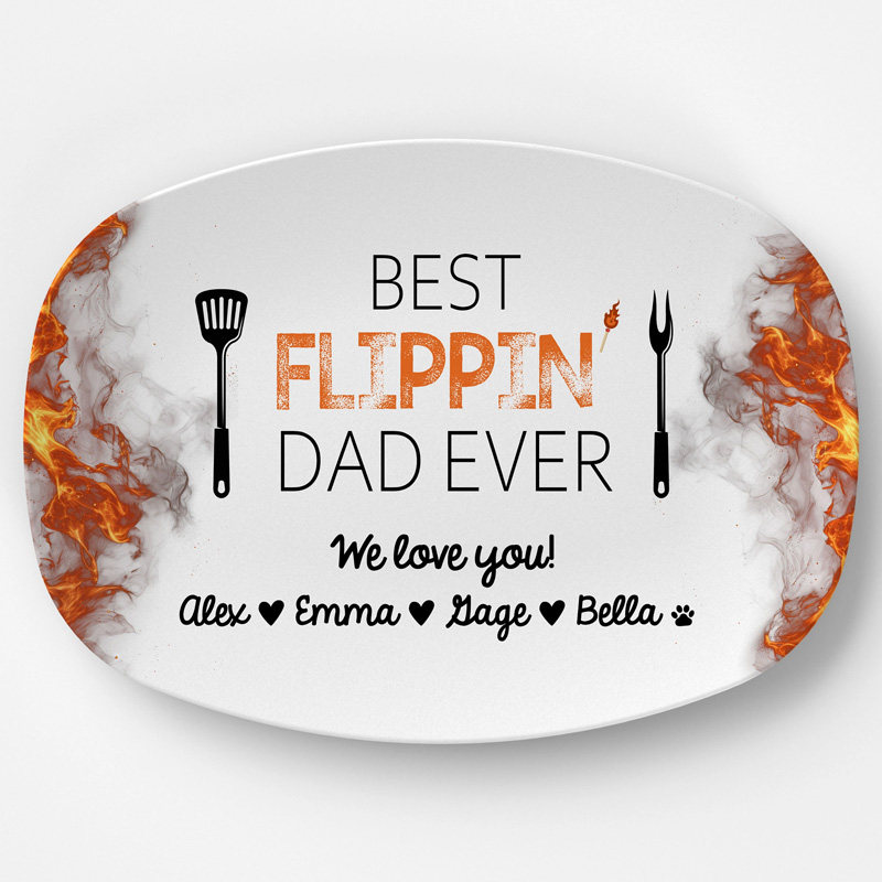 Personalized Platter Gift For Dad Grandpa Father's Day Best Flipping Dad Ever