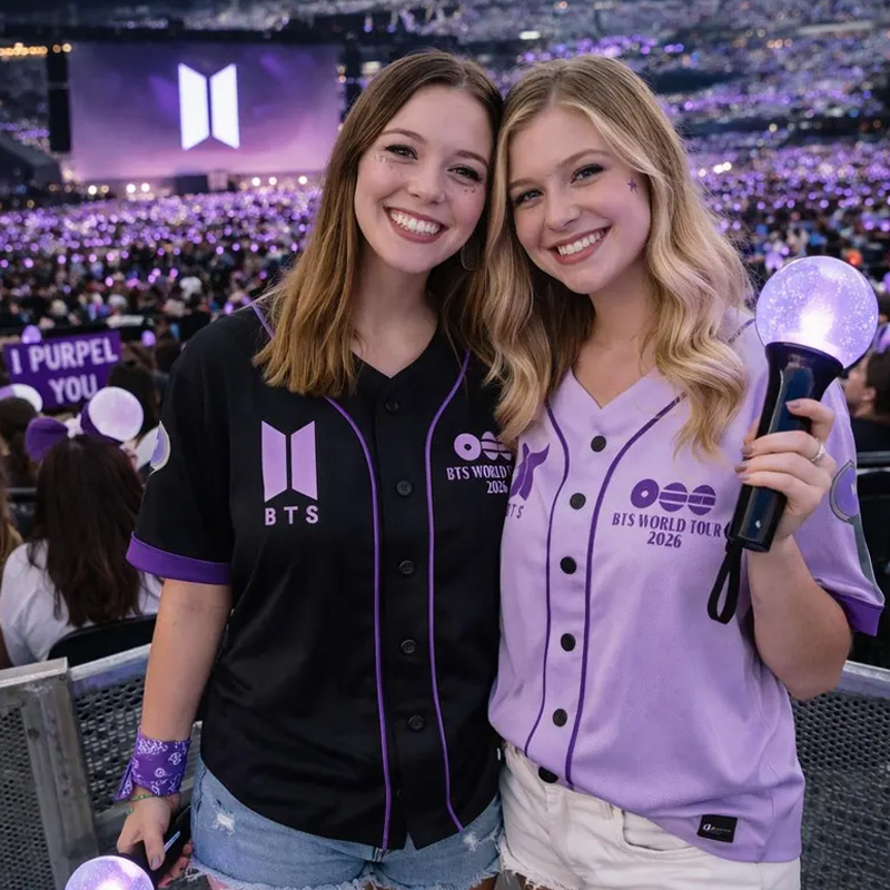 K-Pop Concert Fan Matching Aesthetic Glow Lightstick Inspired Stylish Outfit Baseball Jersey