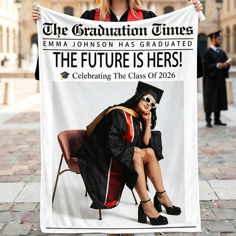 Personalized Graduation Blanket Custom Name Grad Gift Class Of 2026 College Graduate Throw For Her Him