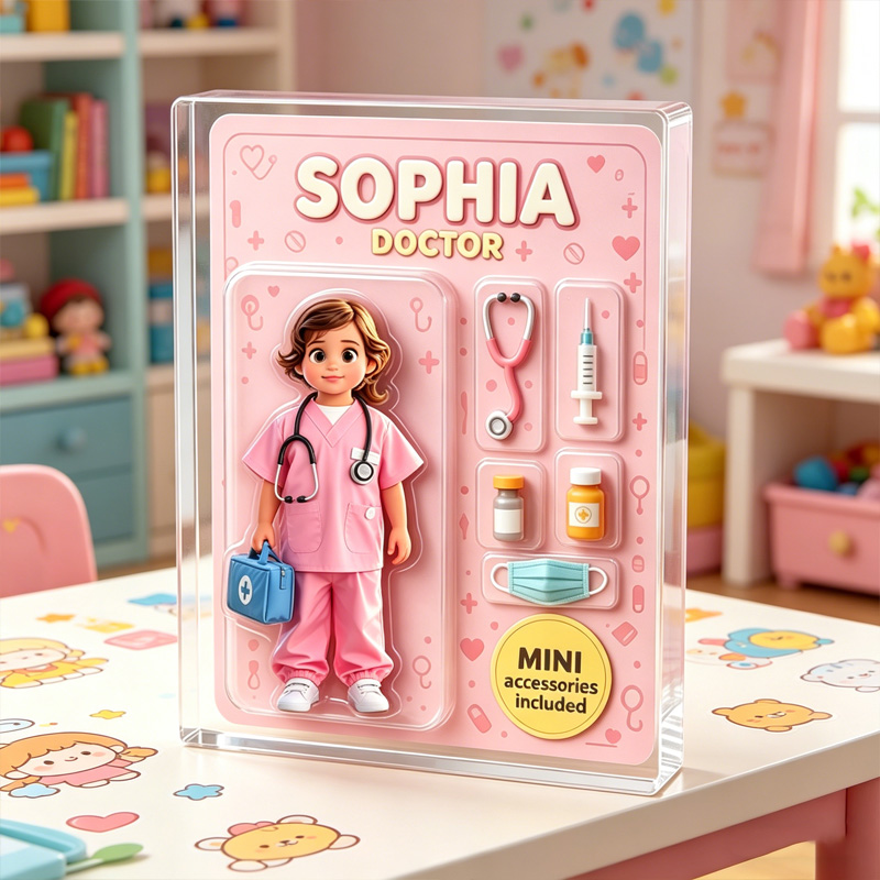 Personalized Acrylic Figure Doctor Themed Gift With Custom Name For Inspirational Kids Room Decor