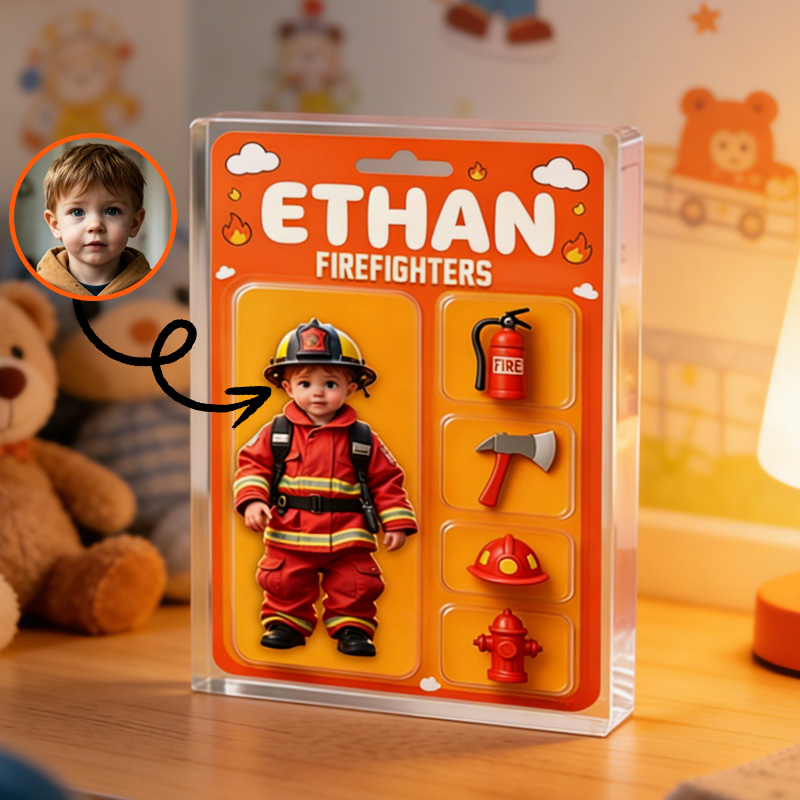 Personalized Acrylic Figure Brave Firefighter Themed Gift With Custom Name For Kids Bedroom Decor