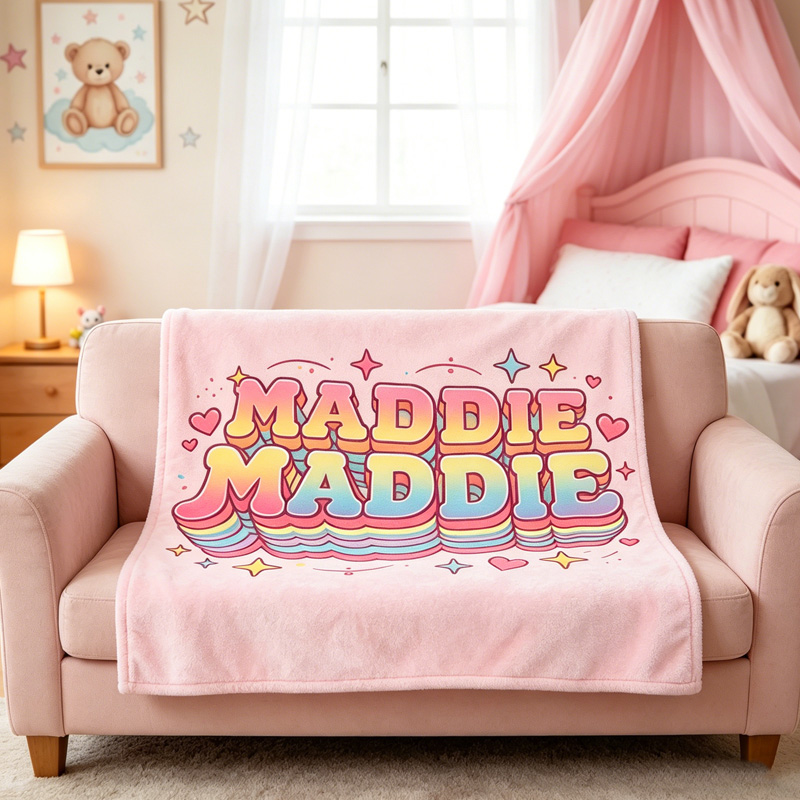 Personalized Name Blanket For Kids Custom Rainbow Name Throw For Kids Bedroom And Bedtime