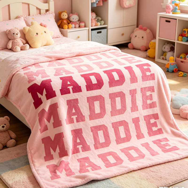 Personalized Name Blanket For Kids Custom Ombre Name Throw For Toddler Girls and Boy Nursery And Bedtime