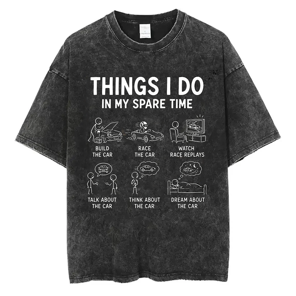 Personalized Funny Car Guy T-Shirt, Things I Do In My Spare Time Build Race Watch Cars Tee, Vintage Wash