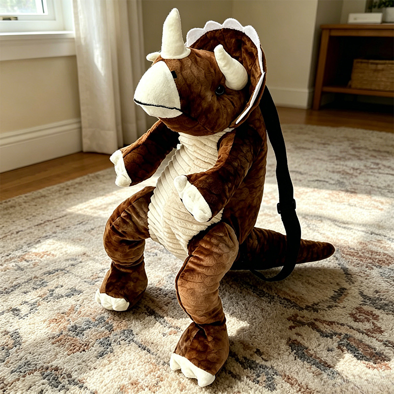 Personalized Hand Embroidered Kid Dinosaur Plush Backpack