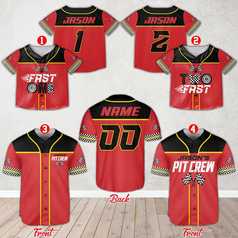 Personalized Racing Pit Crew Jersey  Custom Team Shirt with Name and Number